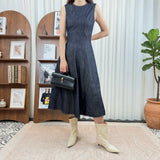 Non-odorous heavy-duty car stitching slim-fit denim dress