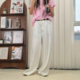 No odor, high-end texture, beige wide-leg jeans / delicate texture, drape, slimming, refreshing, high-end