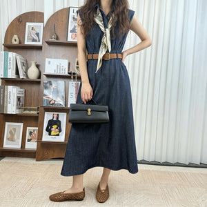 No odor silver onion denim dress