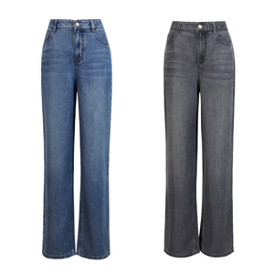 No odor full diamond silk denim straight-leg wide-leg pants