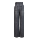 No odor full diamond silk denim straight-leg wide-leg pants