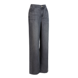 No odor full diamond silk denim straight-leg wide-leg pants