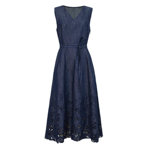 No odor heavy industry hollow embroidery denim vest skirt