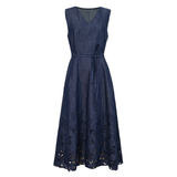 No odor heavy industry hollow embroidery denim vest skirt