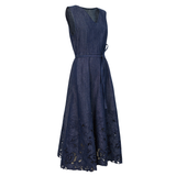No odor heavy industry hollow embroidery denim vest skirt