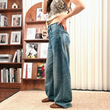 Non-odorous raw edge waistband jeans