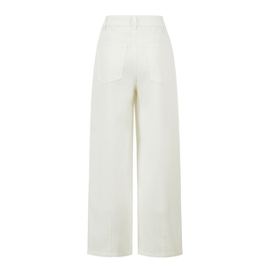 Heavy industry hollow embroidery white straight-leg jeans