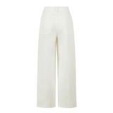Heavy industry hollow embroidery white straight-leg jeans