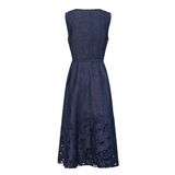 No odor heavy industry hollow embroidery denim vest skirt