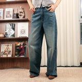 Non-odorous raw edge waistband jeans